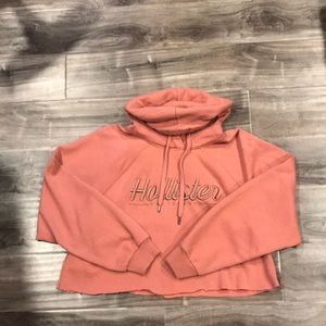Hollister Cropped Hoodie (salmon coloured)